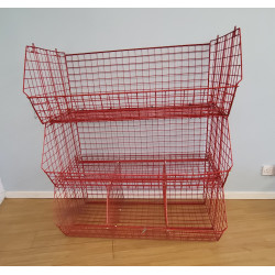 Used Metal Wire Stacking Basket 1220x680x480mm - Set of 3 with 2 dividers